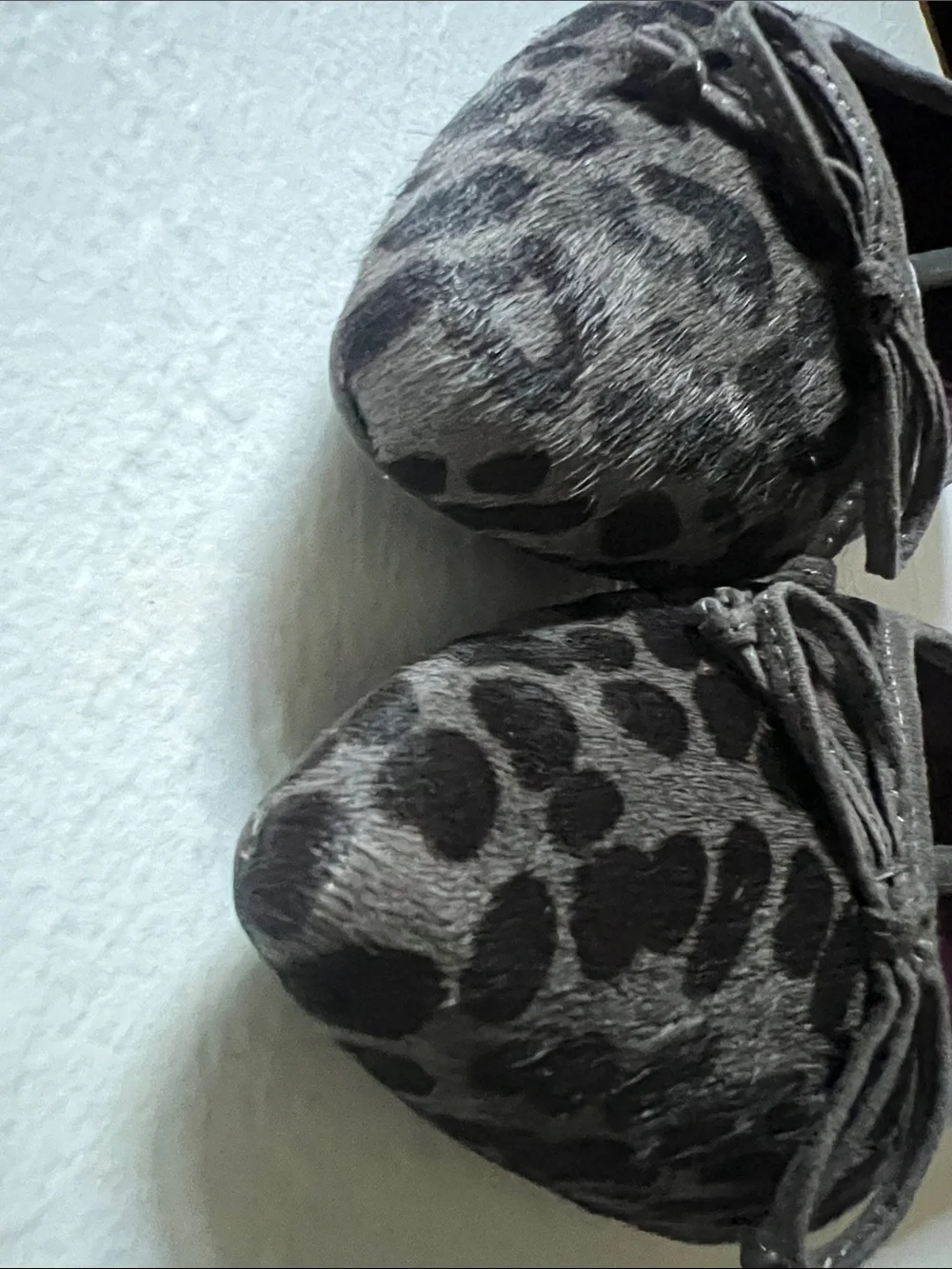 Nine West Gray and Black Leopard Print Pointed Toe Flats